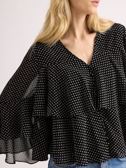 Albaray Black Chiffon Spot Ruffle Top - Image 3 of 5