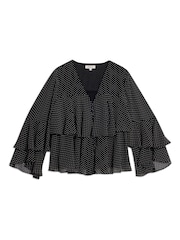 Albaray Black Chiffon Spot Ruffle Top - Image 5 of 5