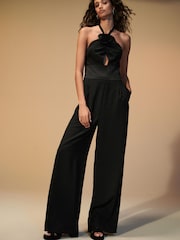 Black/White Corsage Crepe Tailored Jumpsuit - Image 2 of 6