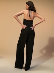 Black/White Corsage Crepe Tailored Jumpsuit - Image 3 of 6
