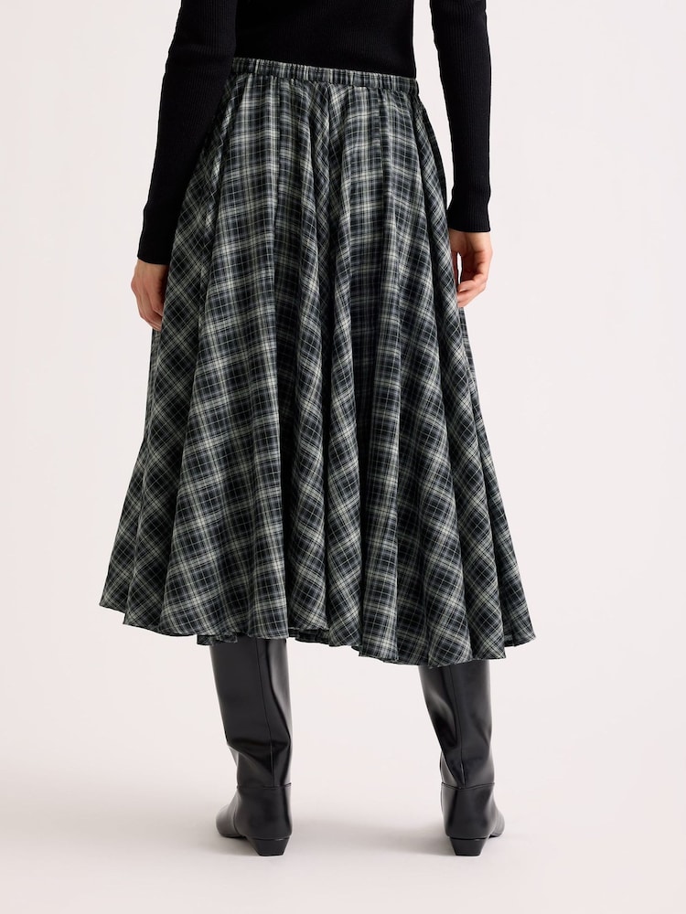 Albaray Grey Plaid Check Full Skirt - Image 2 of 6 Albaray Grey Plaid Check Full Skirt - Image 2 of 6