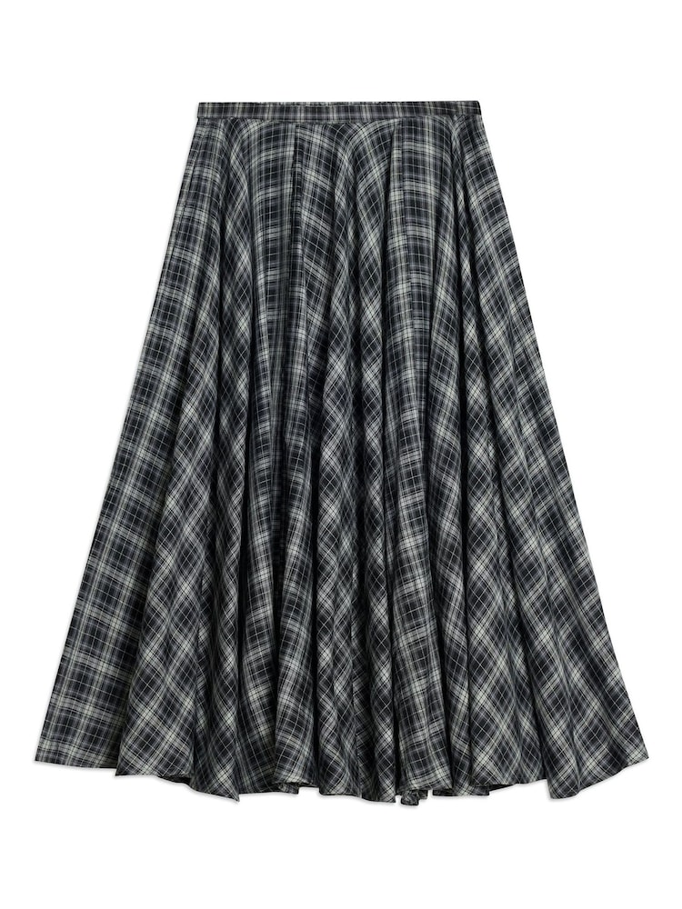 Albaray Grey Plaid Check Full Skirt - Image 6 of 6 Albaray Grey Plaid Check Full Skirt - Image 6 of 6