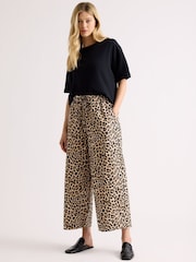 Albaray Brown Animal Drawstring Barrel Leg Trousers - Image 1 of 4