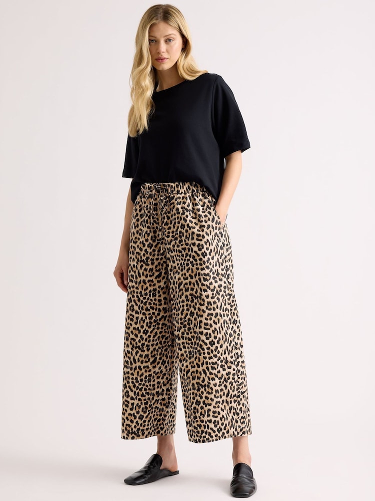 Albaray Brown Animal Drawstring Barrel Leg Trousers - Image 1 of 4 Albaray Brown Animal Drawstring Barrel Leg Trousers - Image 1 of 4
