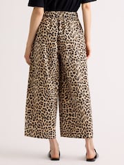 Albaray Brown Animal Drawstring Barrel Leg Trousers - Image 2 of 4