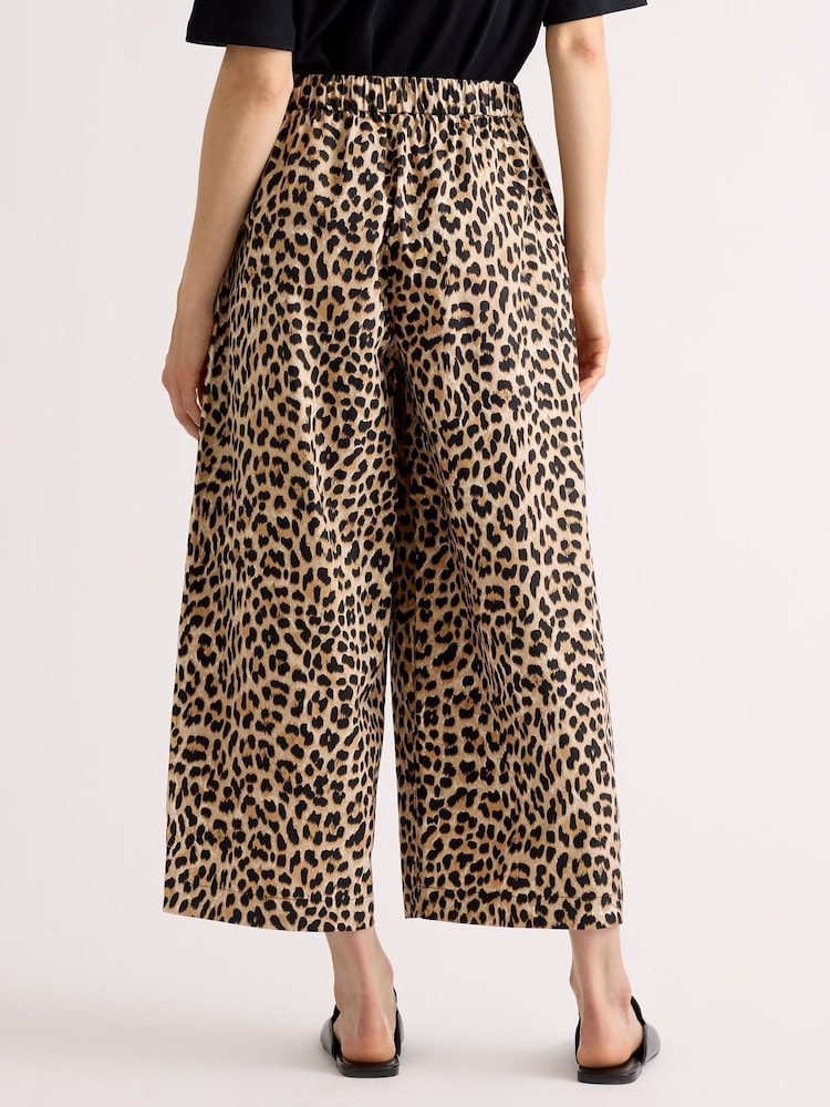 Albaray Brown Animal Drawstring Barrel Leg Trousers - Image 2 of 4 Albaray Brown Animal Drawstring Barrel Leg Trousers - Image 2 of 4