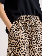 Albaray Brown Animal Drawstring Barrel Leg Trousers - Image 3 of 4