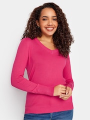 M&Co Pink Dark V-Neck T-Shirt - Image 1 of 4