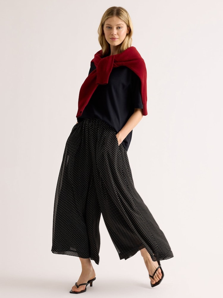 Albaray Black Chiffon Spot Culottes - Image 1 of 6 Albaray Black Chiffon Spot Culottes - Image 1 of 6