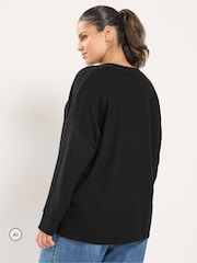 Yours Curve Black Leopard Bow Sequin Sweatshirt - Image 3 of 6