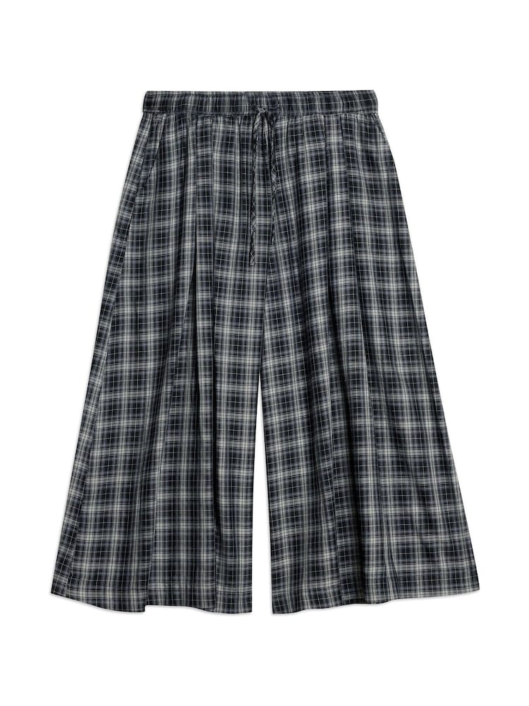 Albaray Grey Plaid Check Culottes Trousers - Image 4 of 4 Albaray Grey Plaid Check Culottes Trousers - Image 4 of 4
