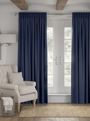 Navy Blue 100% Cotton Made To Measure Curtains - Image 1 of 9