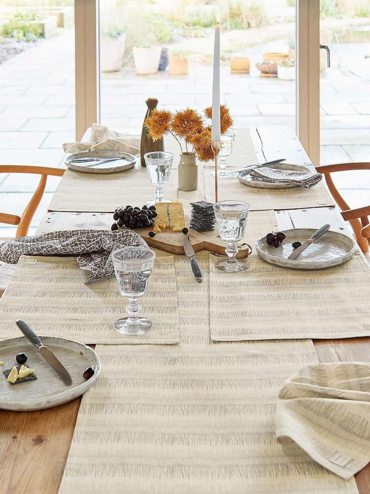 ABIGAIL AHERN x MURMUR Charcoal Canvas Cream Moya Table Run - Image 2 of 3 ABIGAIL AHERN x MURMUR Charcoal Canvas Cream Moya Table Run - Image 2 of 3