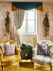 The Chateau by Angel Strawbridge Blue Moonlight Floral Piped Cushion - Image 2 of 4