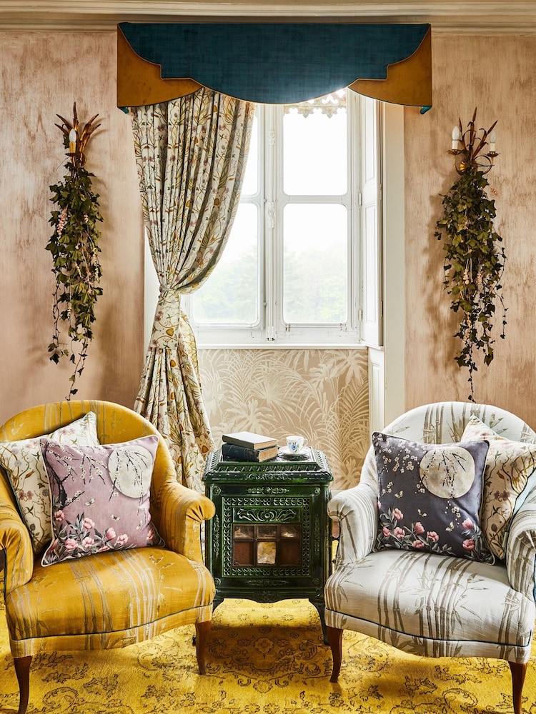 The Chateau by Angel Strawbridge Blue Moonlight Floral Piped Cushion - Image 2 of 4