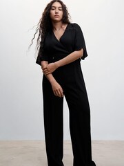 Mango Black Buttoned Long Jumpsuit - Image 1 of 1