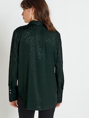 Green Satin Jacquard Long Sleeve Shirt - Image 3 of 6