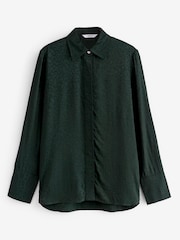 Green Satin Jacquard Long Sleeve Shirt - Image 5 of 6