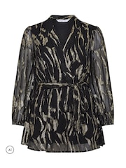 Yours Curve Black London Metallic Wrap Blouse - Image 5 of 6