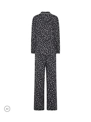 Long Tall Sally Black Star Print Soft Touch Pyjamas Set - Image 6 of 6