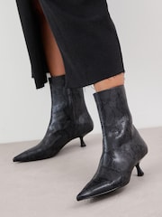 Black Snake Effect Forever Comfort® Pointed Toe Ankle Boots - Image 1 of 9