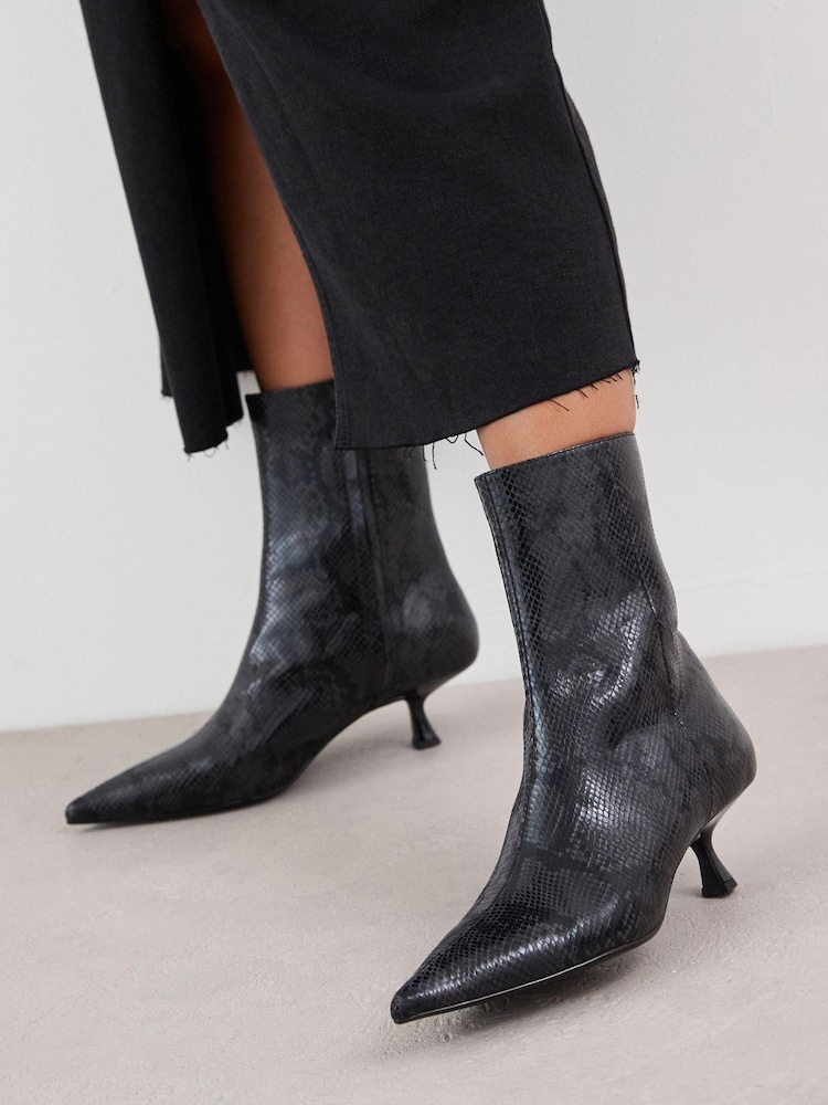 Black Snake Effect Forever Comfort® Pointed Toe Ankle Boots - Image 1 of 9