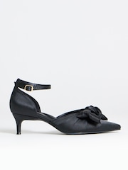 Simply Be Black Extra Wide Fit Two Part Satin Bow Heels - Image 3 of 4