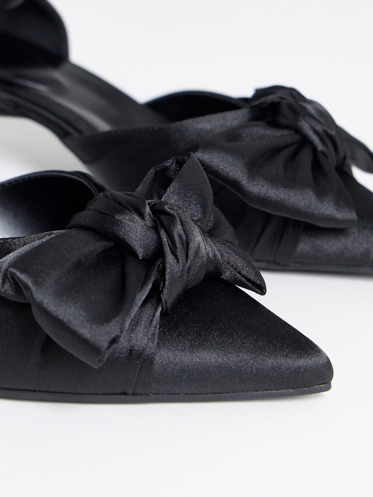 Simply Be Black Extra Wide Fit Two Part Satin Bow Heels - Image 4 of 4 Simply Be Black Extra Wide Fit Two Part Satin Bow Heels - Image 4 of 4