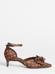 Simply Be Brown Extra Wide Fit Two Part Satin Bow Heels - Image 3 of 4