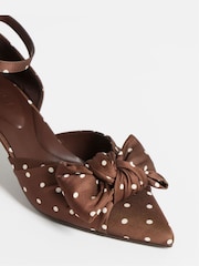 Simply Be Brown Extra Wide Fit Two Part Satin Bow Heels - Image 4 of 4