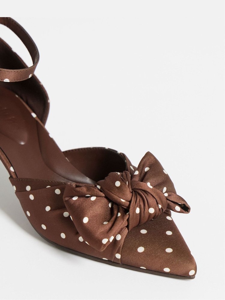 Simply Be Brown Extra Wide Fit Two Part Satin Bow Heels - Image 4 of 4 Simply Be Brown Extra Wide Fit Two Part Satin Bow Heels - Image 4 of 4