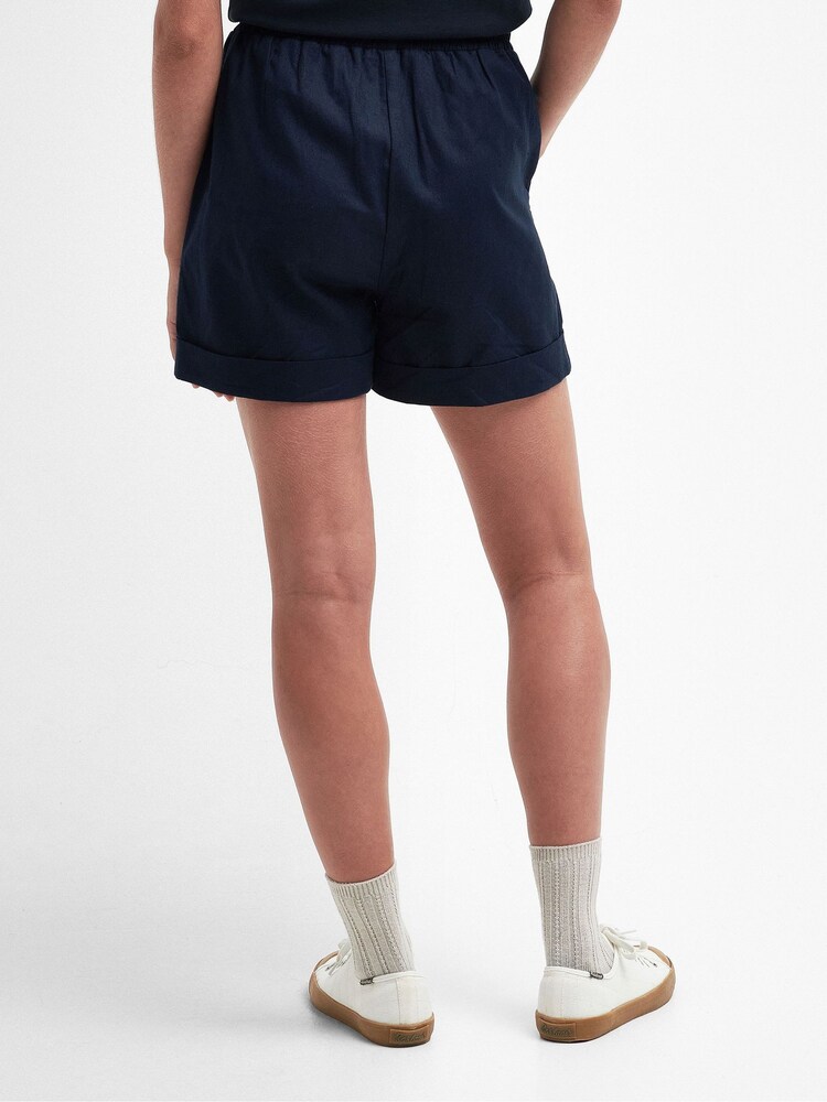 Barbour® Navy Elsden Drawcord Waist Shorts With Linen - Image 2 of 5 Barbour® Navy Elsden Drawcord Waist Shorts With Linen - Image 2 of 5