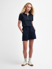Barbour® Navy Elsden Drawcord Waist Shorts With Linen - Image 3 of 5
