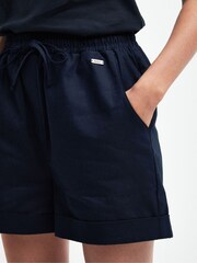 Barbour® Navy Elsden Drawcord Waist Shorts With Linen - Image 4 of 5