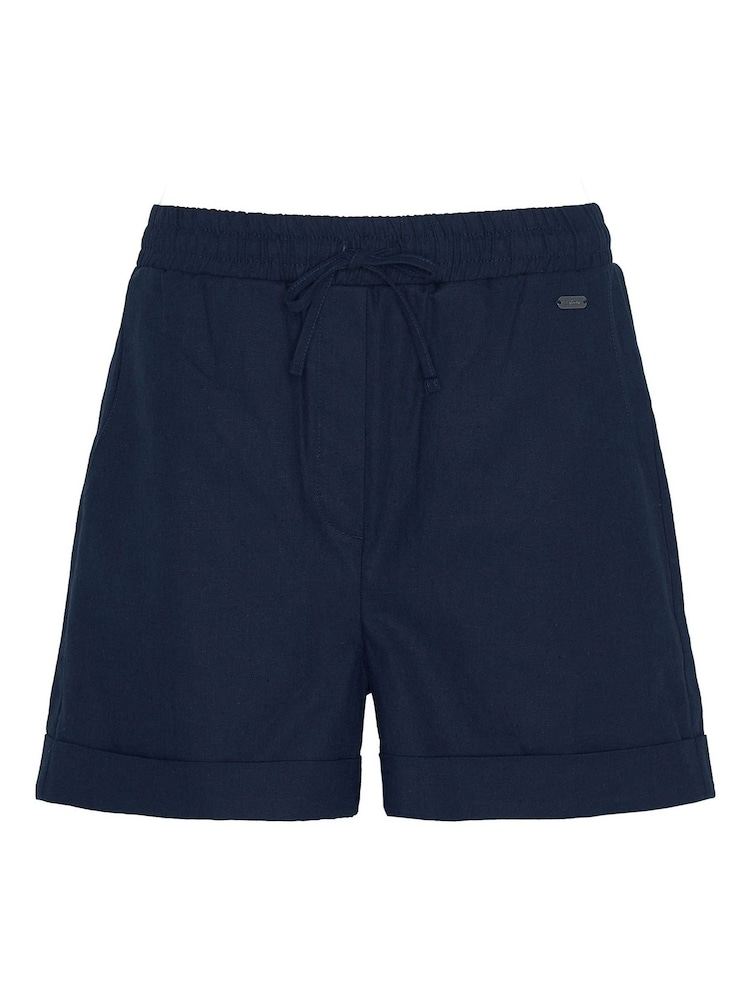 Barbour® Navy Elsden Drawcord Waist Shorts With Linen - Image 5 of 5