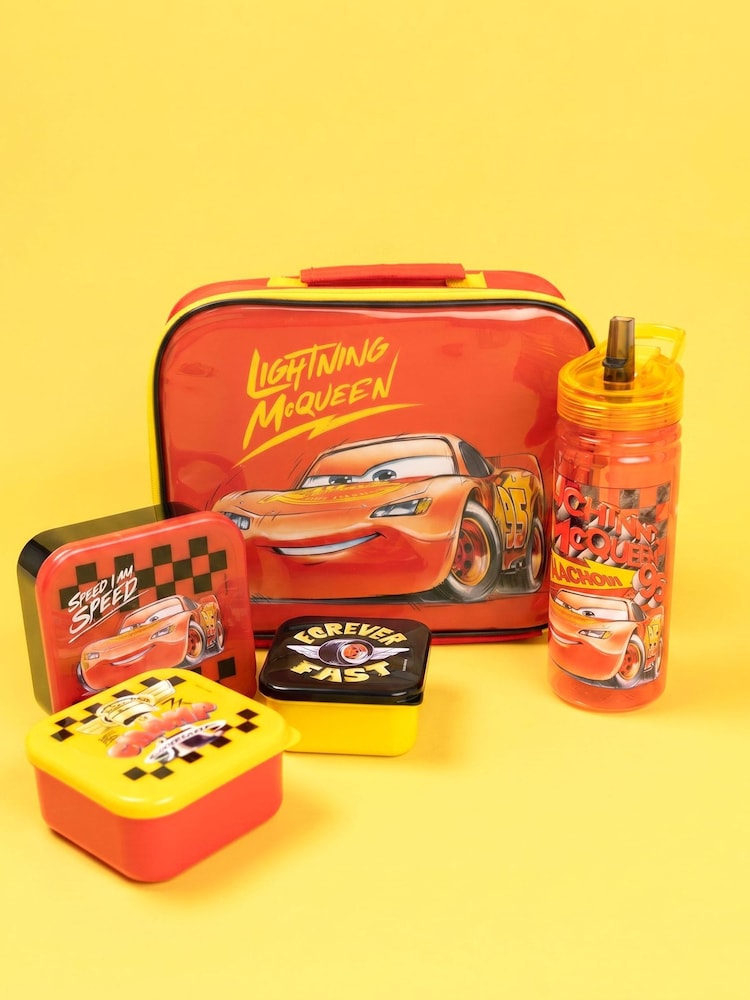 Vanilla Underground Red Disney Cars Lightning McQueen Lunch Bag Bottle and 3 Snack Pot - Image 1 of 6