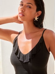 Black Frill Midi Summer Dress - Image 5 of 6