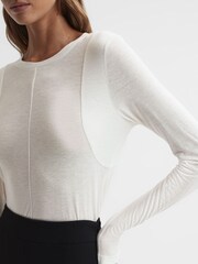 Reiss Ivory Mai Linen Long Sleeve T-Shirt - Image 1 of 5