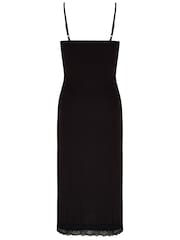 Pour Moi Black Sofa Loves Lace Soft Jersey Hidden Support Wrap Midi Chemise - Image 4 of 4
