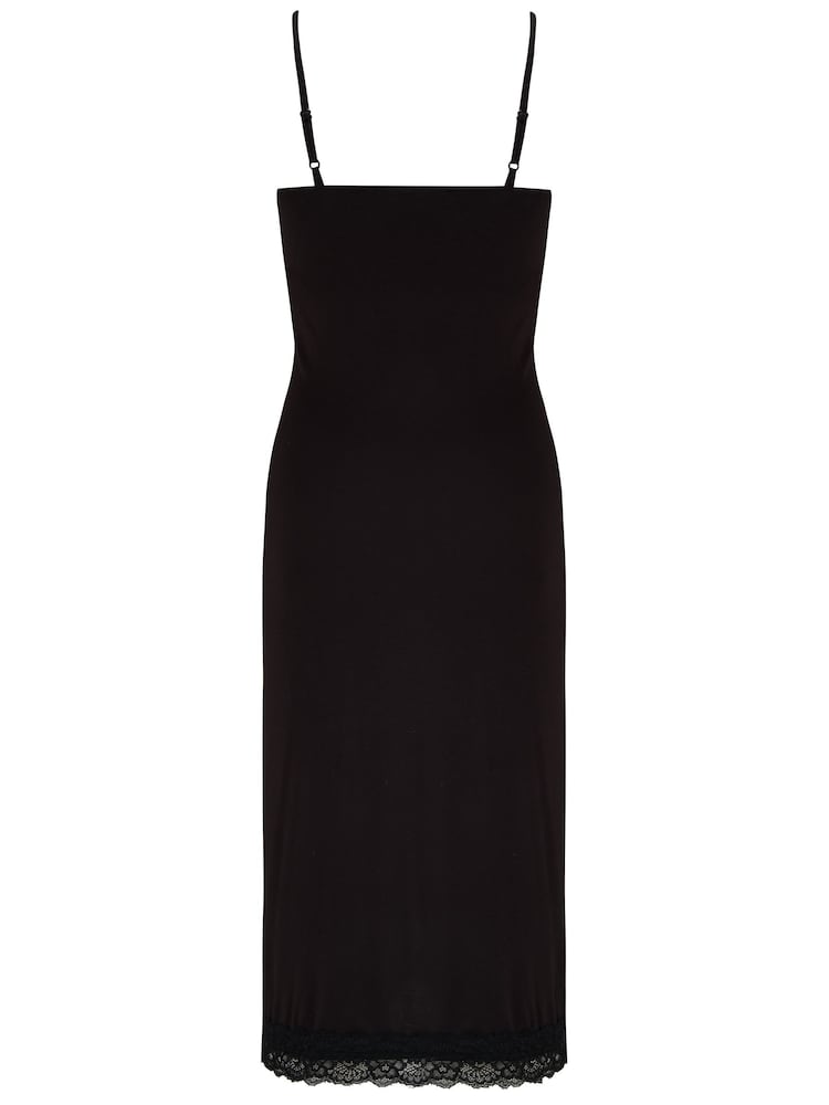 Pour Moi Black Sofa Loves Lace Soft Jersey Hidden Support Wrap Midi Chemise - Image 4 of 4