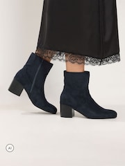 Yours Curve Blue Square Heel Ankle Boots - Image 1 of 5