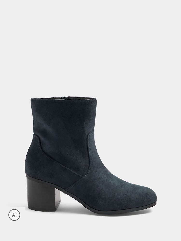 Yours Curve Blue Square Heel Ankle Boots - Image 2 of 5 Yours Curve Blue Square Heel Ankle Boots - Image 2 of 5