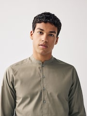 Neutral Brown Regular Fit Cotton Round Neck Kurta - Image 4 of 6