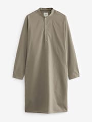 Neutral Brown Regular Fit Cotton Round Neck Kurta - Image 6 of 6