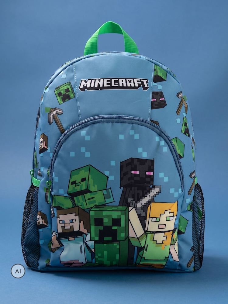 Vanilla Underground Blue Minecraft Unisex Kids Blue Backpack - Image 1 of 6 Vanilla Underground Blue Minecraft Unisex Kids Blue Backpack - Image 1 of 6