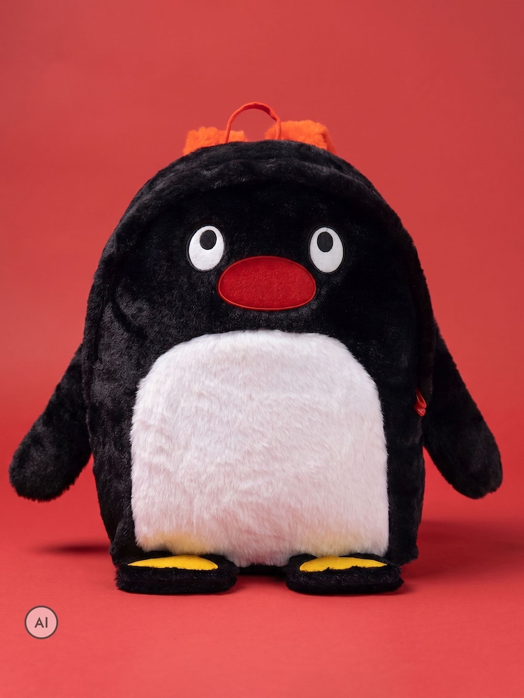 Vanilla Underground Black Pingu Furry Unisex Kids Backpack - Image 1 of 6 Vanilla Underground Black Pingu Furry Unisex Kids Backpack - Image 1 of 6