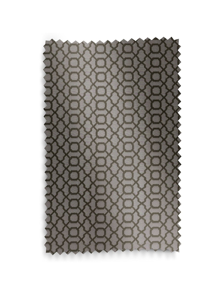 Silver Grey Next Woven Geometric Eyelet Lined Curtains - Image 5 of 5
