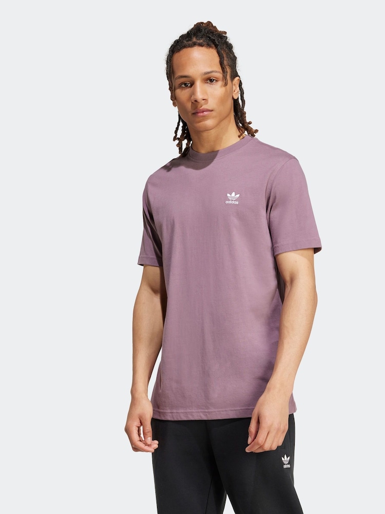 adidas originals Dark Purple Originals Trefoil Essentials 100% Cotton T-Shirt - Image 1 of 7
