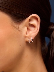 Accessorize 925 Sterling Silver Knot Stud & Hoop Earrings 4-Pack - Image 2 of 2