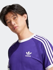 adidas Purple Adicolor Classics 3-Stripes 100% Cotton T-Shirt - Image 5 of 6